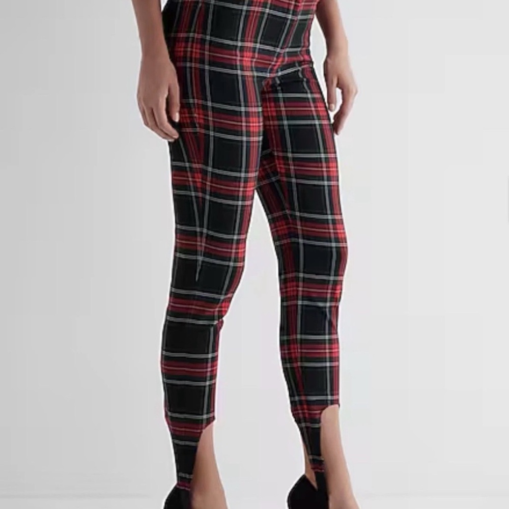 Express High-Waisted Tartan Plaid Stirrup Leggings – Women’s Size 12R Runs Small